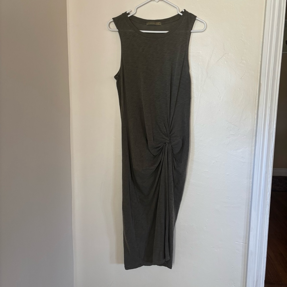 Anthropologie Stateside Sleeveless Olive Green Twist Front Tee Maxi Dress - Picture 5 of 9
